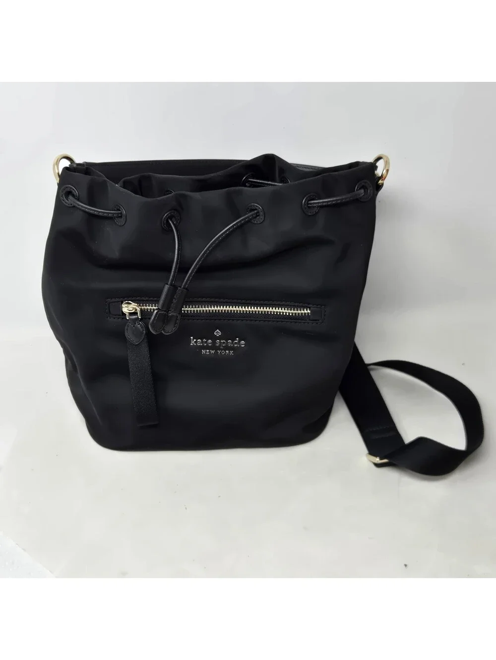 Kate Spade Chelsea The Little Better Black Nylon Bucket Bag Crossbody Purse
